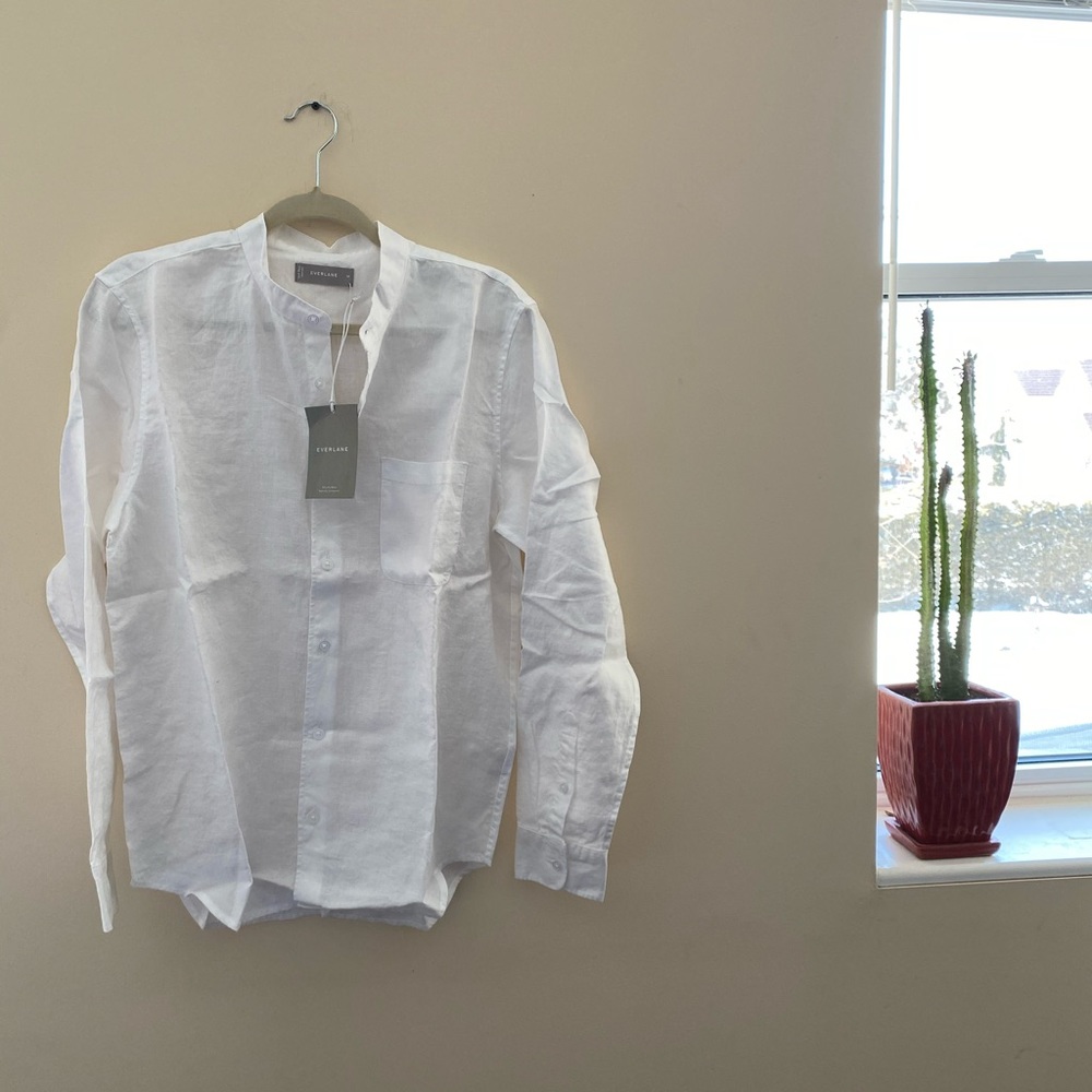 Everlane white linen button down